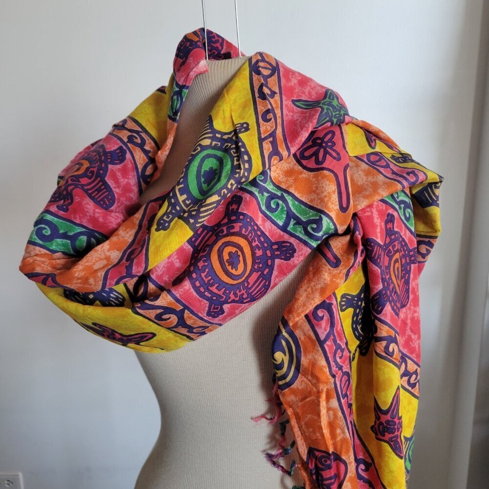 India Designed Colorful Extra-Large Scarf or Sarong - Picture 9 of 12